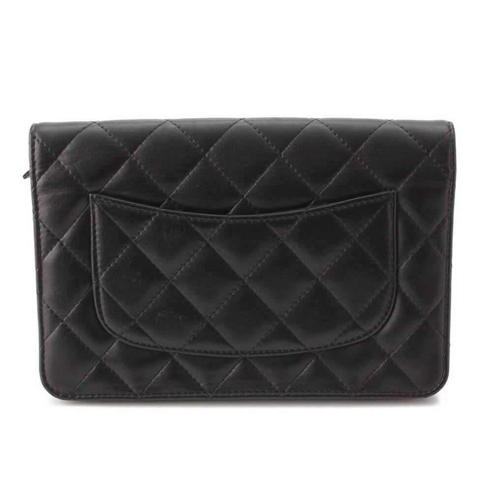 Chanel Coco Lambskin Wallet Bi Matelasse Black fold Mark